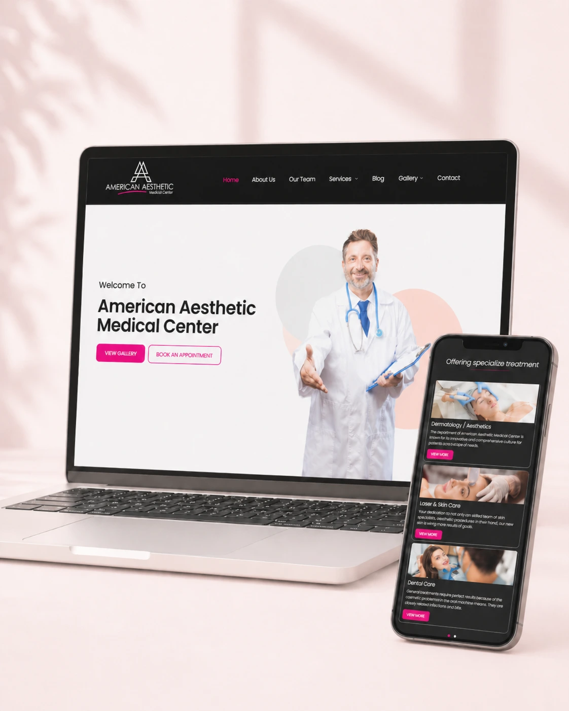 American Aesthetic Clinic WordPress Dermatology Website Design website project
