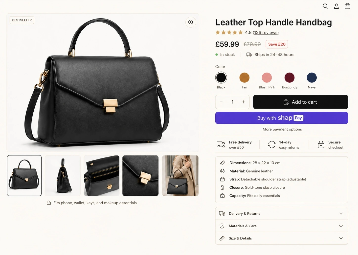 Original Shopify storefront before optimization